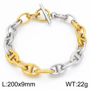 Snout Shape Link Chain Stainless Steel Bracelet Silver Gold Color - KB189175-Z