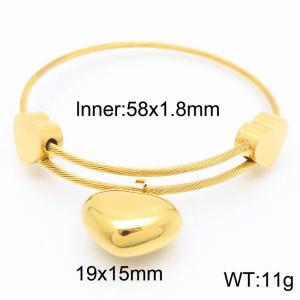 Stainless Steel Bangle With Heart Pendant Gold Color - KB189191-Z