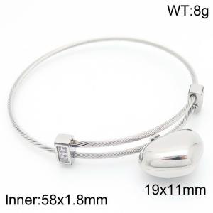 Stainless Steel Bangle With Heart Pendant Silver Color - KB189192-Z