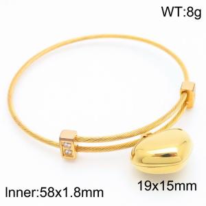 Stainless Steel Bangle With Heart Pendant Gold Color - KB189193-Z