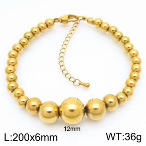 O-Shaped Beads Link Chain Stainless Steel Bracelet Gold Color - KB189221-Z