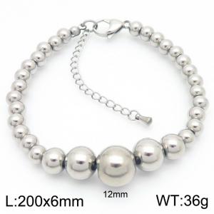 O-Shaped Beads Link Chain Stainless Steel Bracelet Silver Color - KB189222-Z