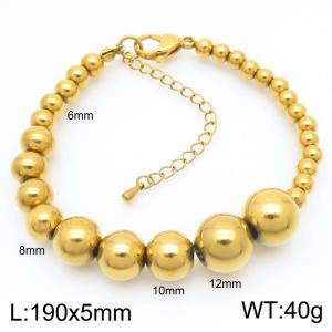 O-Shaped Beads Link Chain Stainless Steel Bracelet Gold Color - KB189223-Z