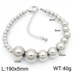 O-Shaped Beads Link Chain Stainless Steel Bracelet Silver Color - KB189224-Z