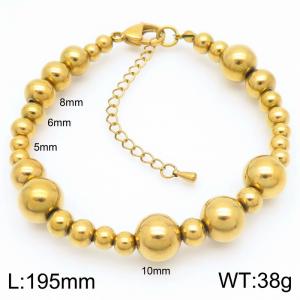 O-Shaped Beads Link Chain Stainless Steel Bracelet Gold Color - KB189225-Z