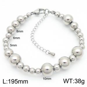 O-Shaped Beads Link Chain Stainless Steel Bracelet Silver Color - KB189226-Z