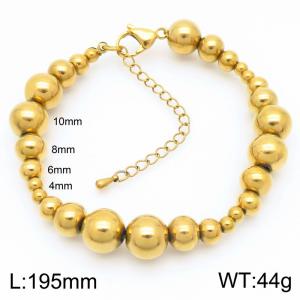 O-Shaped Beads Link Chain Stainless Steel Bracelet Gold Color - KB189227-Z