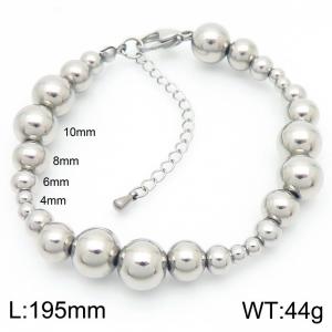 O-Shaped Beads Link Chain Stainless Steel Bracelet Silver Color - KB189228-Z