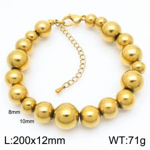 O-Shaped Beads Link Chain Stainless Steel Bracelet Gold Color - KB189229-Z