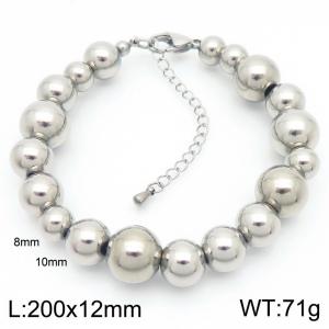 O-Shaped Beads Link Chain Stainless Steel Bracelet Silver Color - KB189230-Z