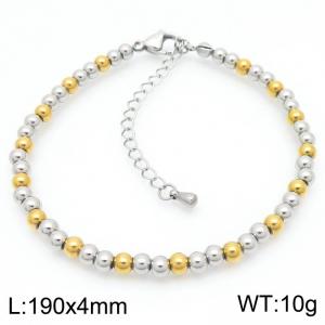 4mm Round Beads Link Chain Stainless Steel Bracelet Silver Gold Color - KB189233-Z