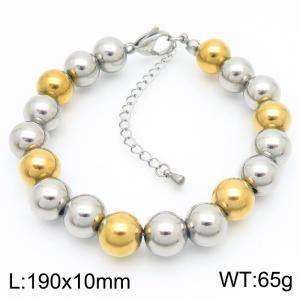 10mm Round Beads Link Chain Stainless Steel Bracelet Silver Gold Color - KB189237-Z