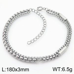 Double Box Link Chain Stainless Steel Bracelet Silver Color - KB189240-Z