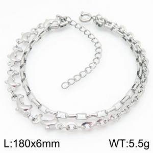 Geometric Double Box Link Chain Stainless Steel Bracelet Silver Color - KB189241-Z