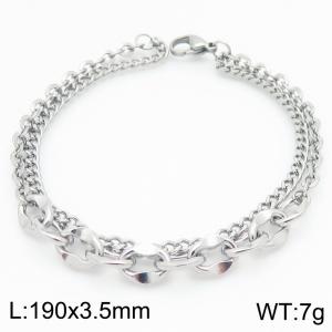 Geometric Double Link Chain Stainless Steel Bracelet Silver Color - KB189242-Z