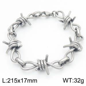Knotted Link Chain Stainless Steel Bracelet Silver Color - KB189243-Z
