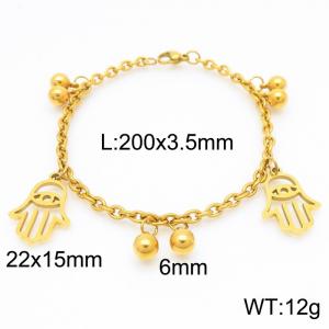 Stainless Steel Link Chain Bracelet With Buddha's-hand Penant Gold Color - KB189261-Z