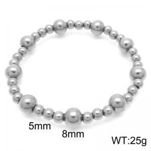 Stainless Steel Beads Link Chain Bracelet Silver Color - KB189266-Z