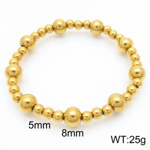 Stainless Steel Beads Link Chain Bracelet Gold Color - KB189267-Z
