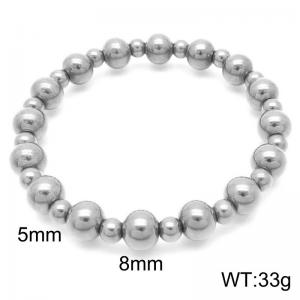 Stainless Steel Beads Link Chain Bracelet Silver Color - KB189268-Z