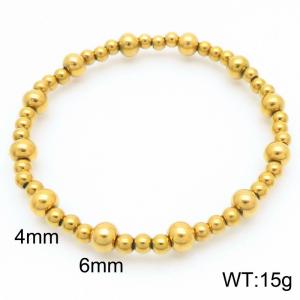 Stainless Steel Beads Link Chain Bracelet Gold Color - KB189271-Z