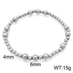 Stainless Steel Beads Link Chain Bracelet Silver Color - KB189272-Z