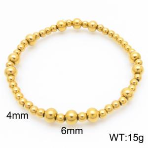 Stainless Steel Beads Link Chain Bracelet Gold Color - KB189273-Z