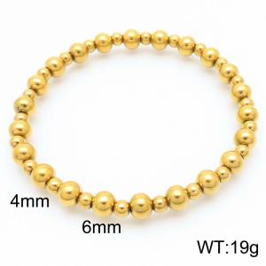 Stainless Steel Beads Link Chain Bracelet Gold Color - KB189275-Z
