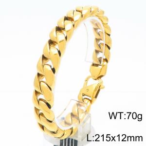 12MM Wide 316L Stainless Steel Cuban Chain Bracelet for Men Punk Gold Color Jewelry - KB189599-KJX