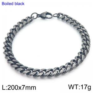 Fashion Stainless Steel Bracelet Cuban Link Chain Boiled Black Color - KB189700-Z