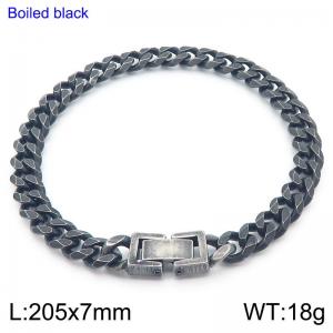 Fashion Stainless Steel Bracelet Cuban Link Chain Boiled Black Color - KB189701-Z