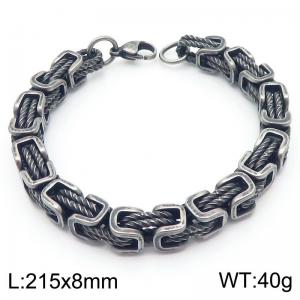 Stainless steel Byzantine Fried Dough Twists hand chain bracelet - KB189947-Z