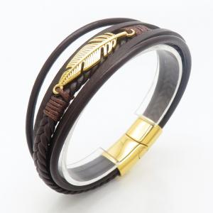 Stainless Steel Leather Bracelet - KB190170-TSC