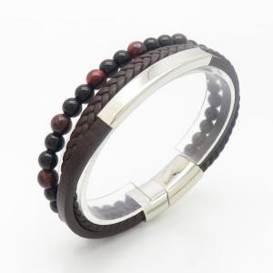Stainless Steel Leather Bracelet - KB190180-TSC