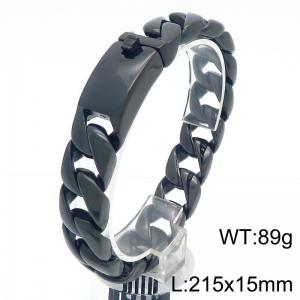 European and American fashion stainless steel 215 × 15mm Cuban chain rectangular buckle domineering black bracelet - KB190322-KJX