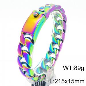 European and American fashion stainless steel 215 × 15mm Cuban chain rectangular buckle domineering color bracelet - KB190323-KJX