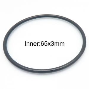 65x3mm Round Black Titanium Comfortable Bracelet Stainless Steel Jewelry Bangles - KB190441-GC
