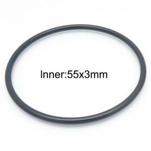 55x3mm Round Black Titanium Comfortable Bracelet Stainless Steel Jewelry Bangles - KB190443-GC