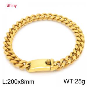 8mm Polished Gold-Plated Stainless Steel Cuban Bracelet - KB190491-Z