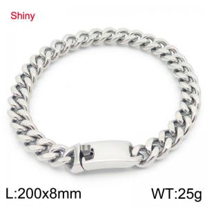8mm Polished Stainless Steel Cuban Bracelet - KB190492-Z
