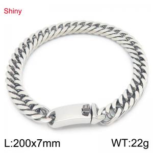 7mm Polished Stainless Steel Cuban Bracelet - KB190493-Z