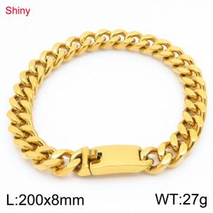 8mm Polished Gold-Plated Stainless Steel Cuban Bracelet - KB190496-Z