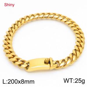 8mm Polished Gold-Plated Stainless Steel Cuban Bracelet - KB190498-Z