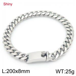 8mm Polished Stainless Steel Cuban Bracelet - KB190499-Z