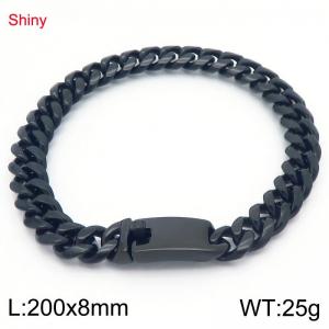 8mm Polished Black-Plated Stainless Steel Cuban Bracelet - KB190500-Z