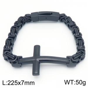 European and American fashion stainless steel emperor chain splicing cross accessory special buckle men's temperament black bracelet - KB190503-KFC