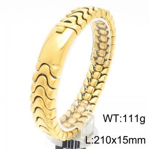 Stainless steel creative personality thick keel chain rectangular buckle domineering gold bracelet - KB190559-KJX