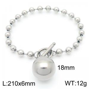 210x6MM Round Bead Chain Stainless Steel Bracelet Women's Party Jewelry - KB190564-Z