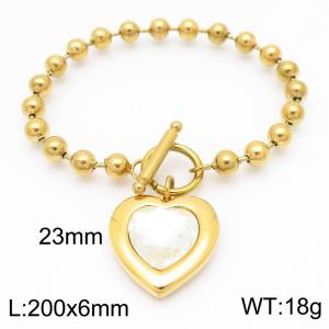200X6MM Round Bead Chain Stainless Steel Bracelet Women's Party Colorful Stone Love Jewelry Gold Color - KB190571-Z