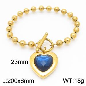 200X6MM Round Bead Chain Stainless Steel Bracelet Women's Party Colorful Stone Love Jewelry Gold Color - KB190572-Z